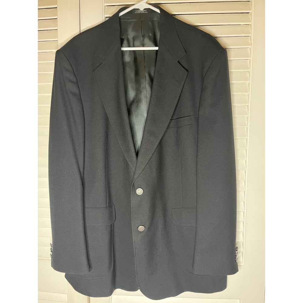 Stafford Black Woolblend  Blazer Classic Fit Two Button Closure Business 46Long